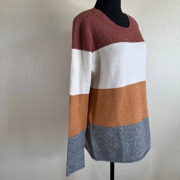 NWT Pinque Gina Crew Neck Block Stripped Sweater Rust Stone Combo Soft Size XL - Picture 3 of 10